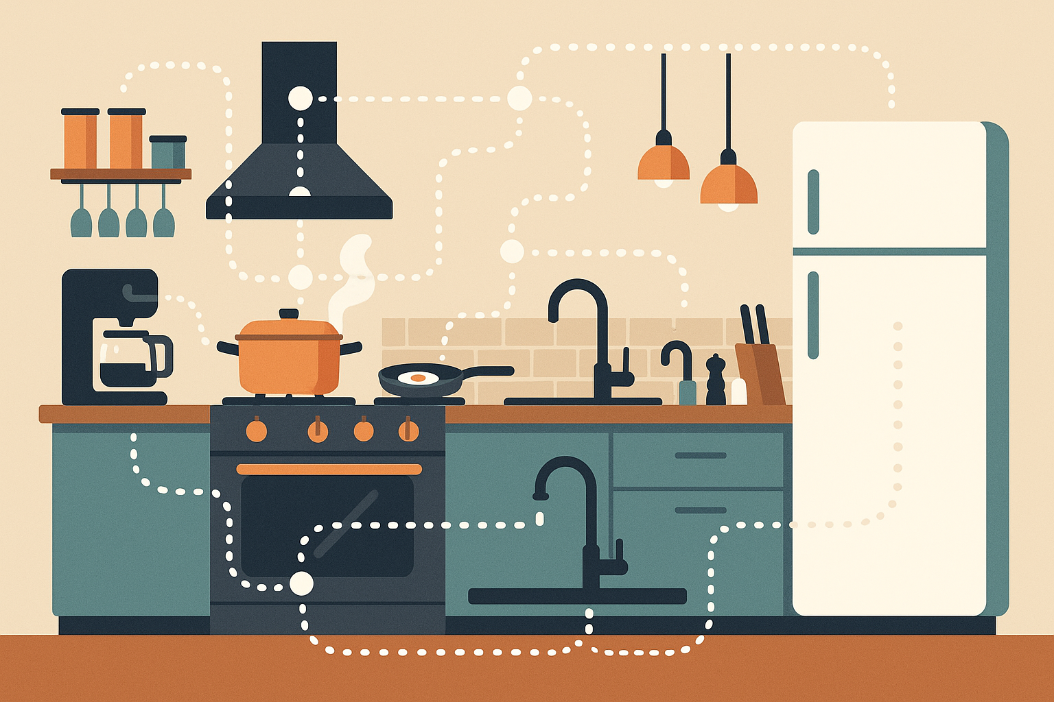 Kitchen equipment optimization interface showing usage patterns