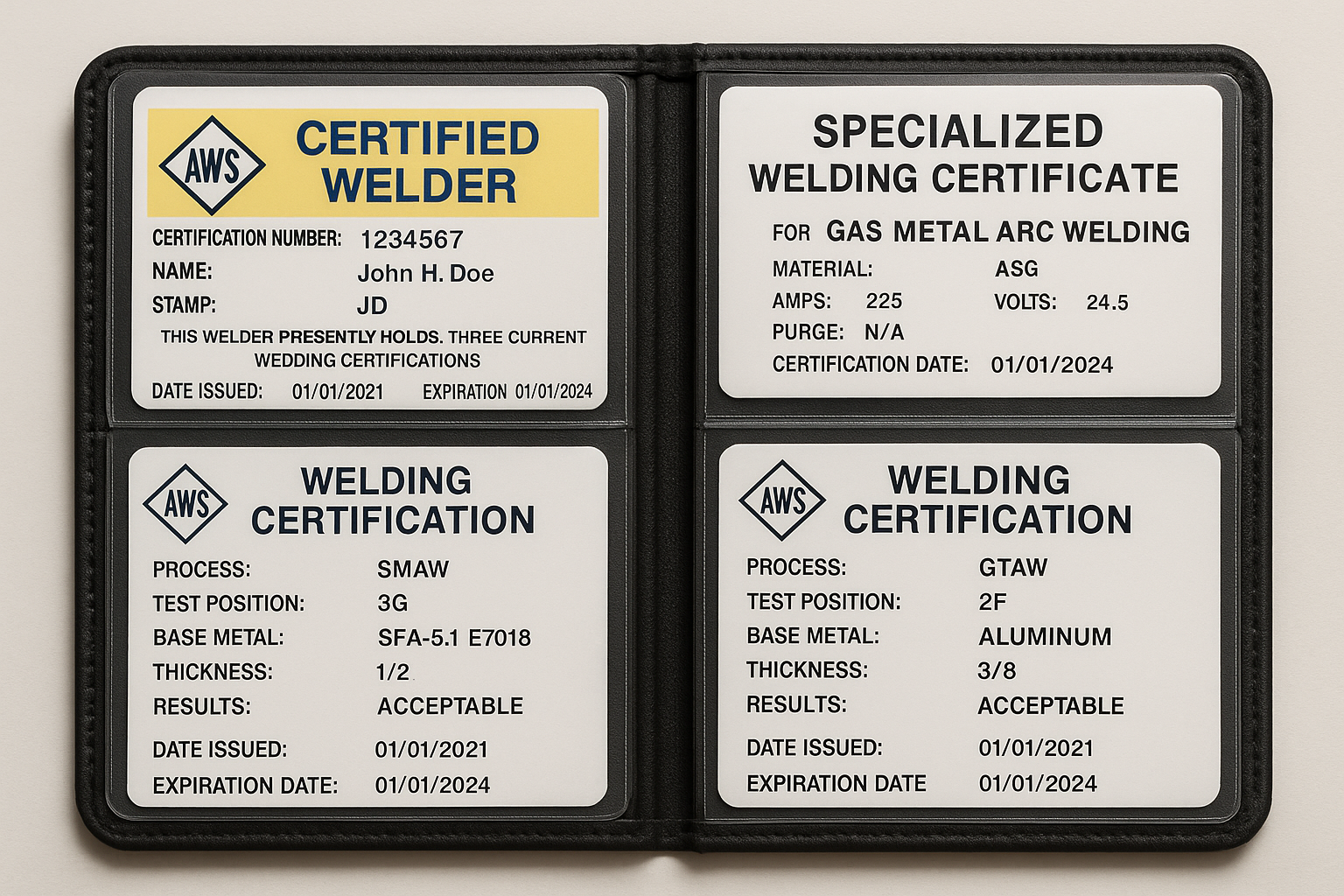 Welding certification portfolio