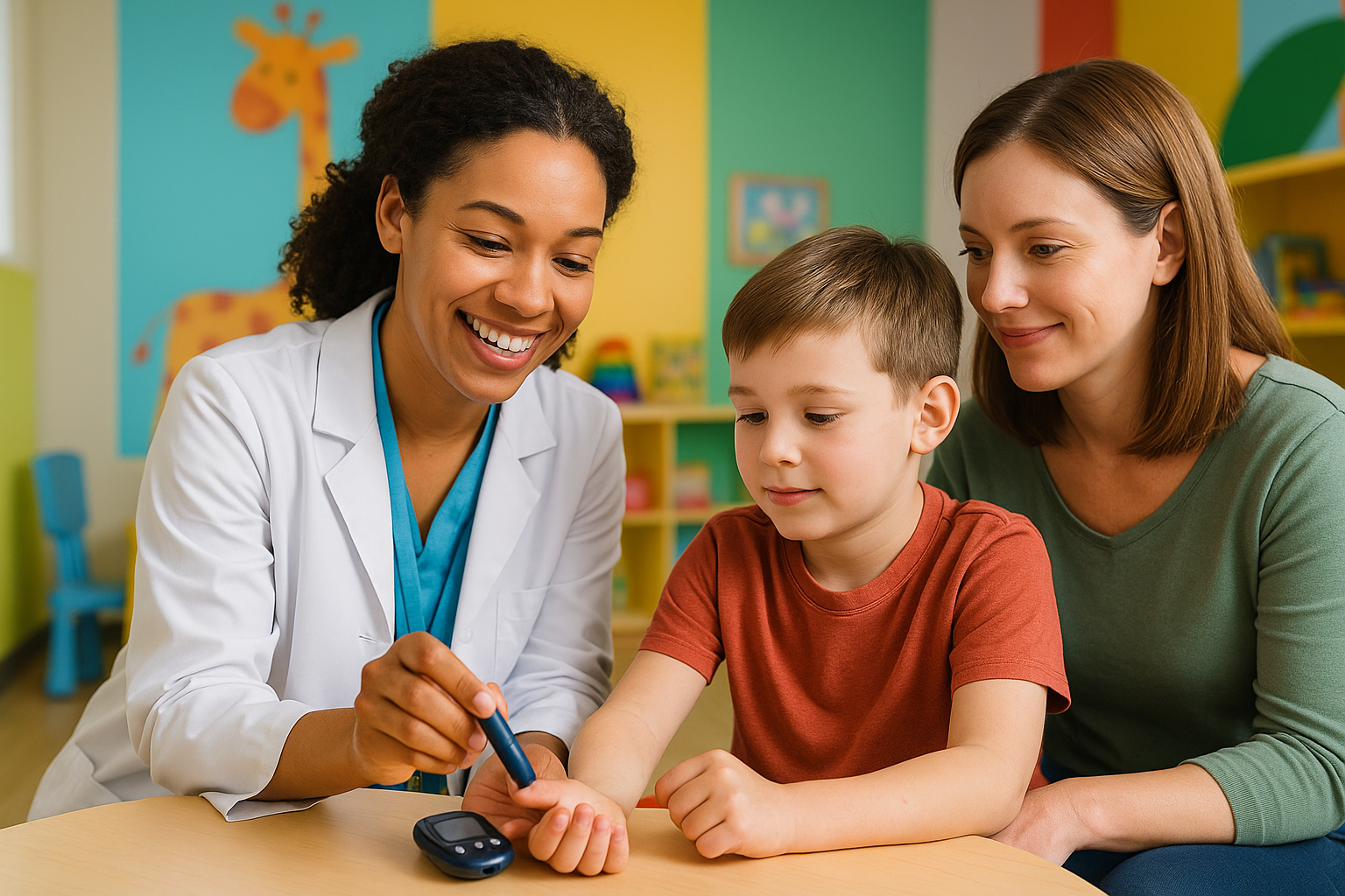 Pediatric diabetes education with child and family