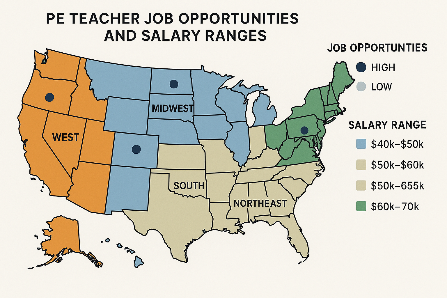 Geographic salary differences for PE teachers