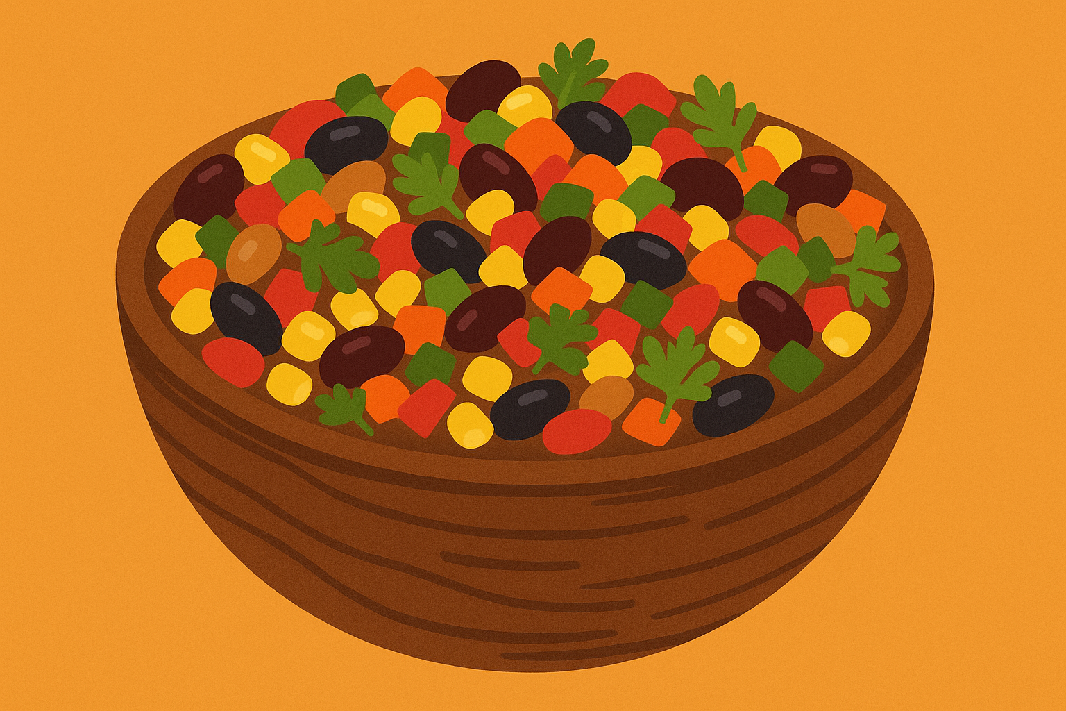 Colorful cowboy caviar with beans and vegetables