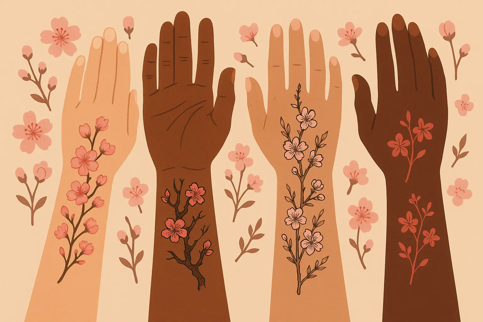 Cultural cherry blossom tattoo variations
