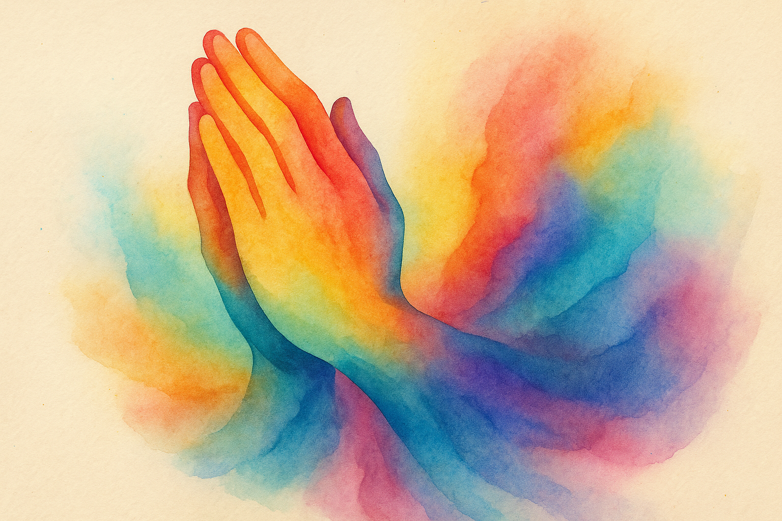 Abstract watercolor praying hands