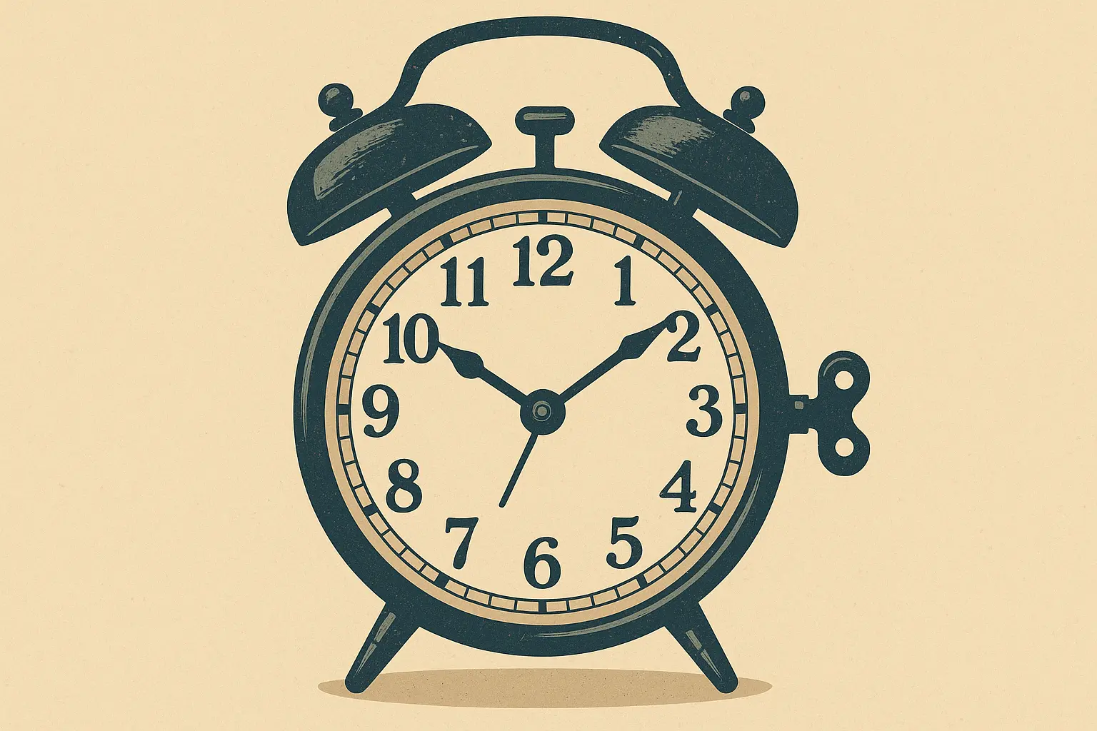 Classic alarm clock tattoo with twin bells