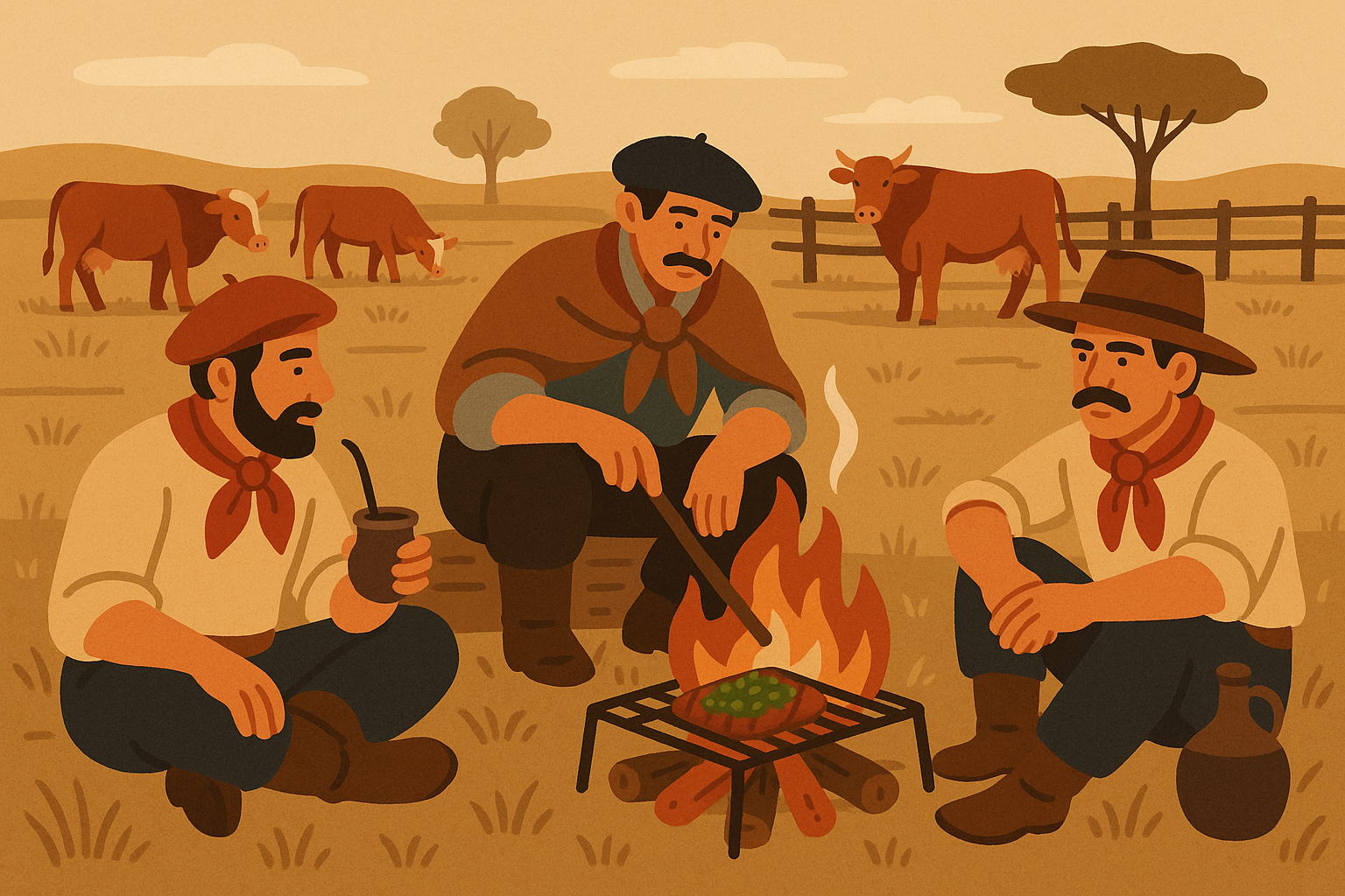 Traditional Argentine gaucho preparing chimichurri