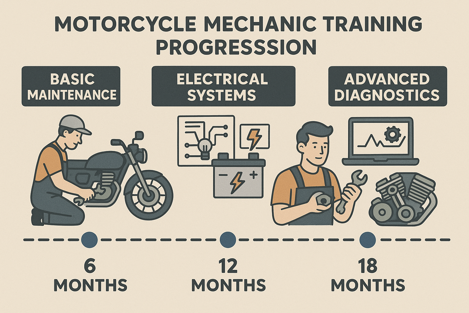18-month motorcycle mechanic training timeline