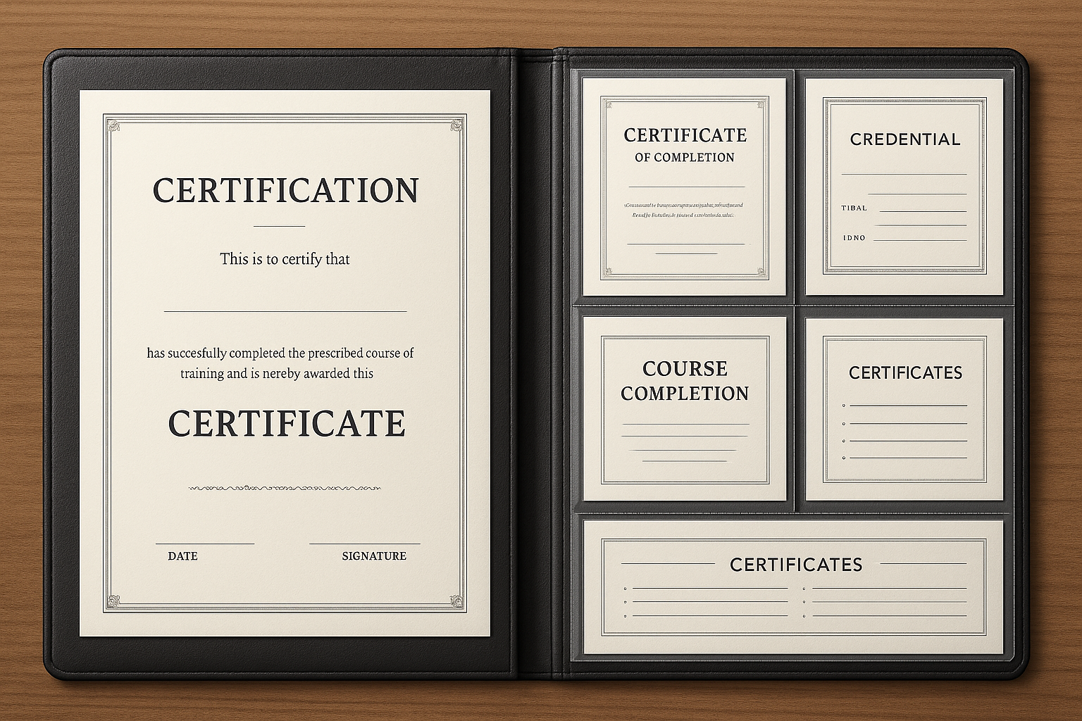 Professional credibility documentation and certification portfolio
