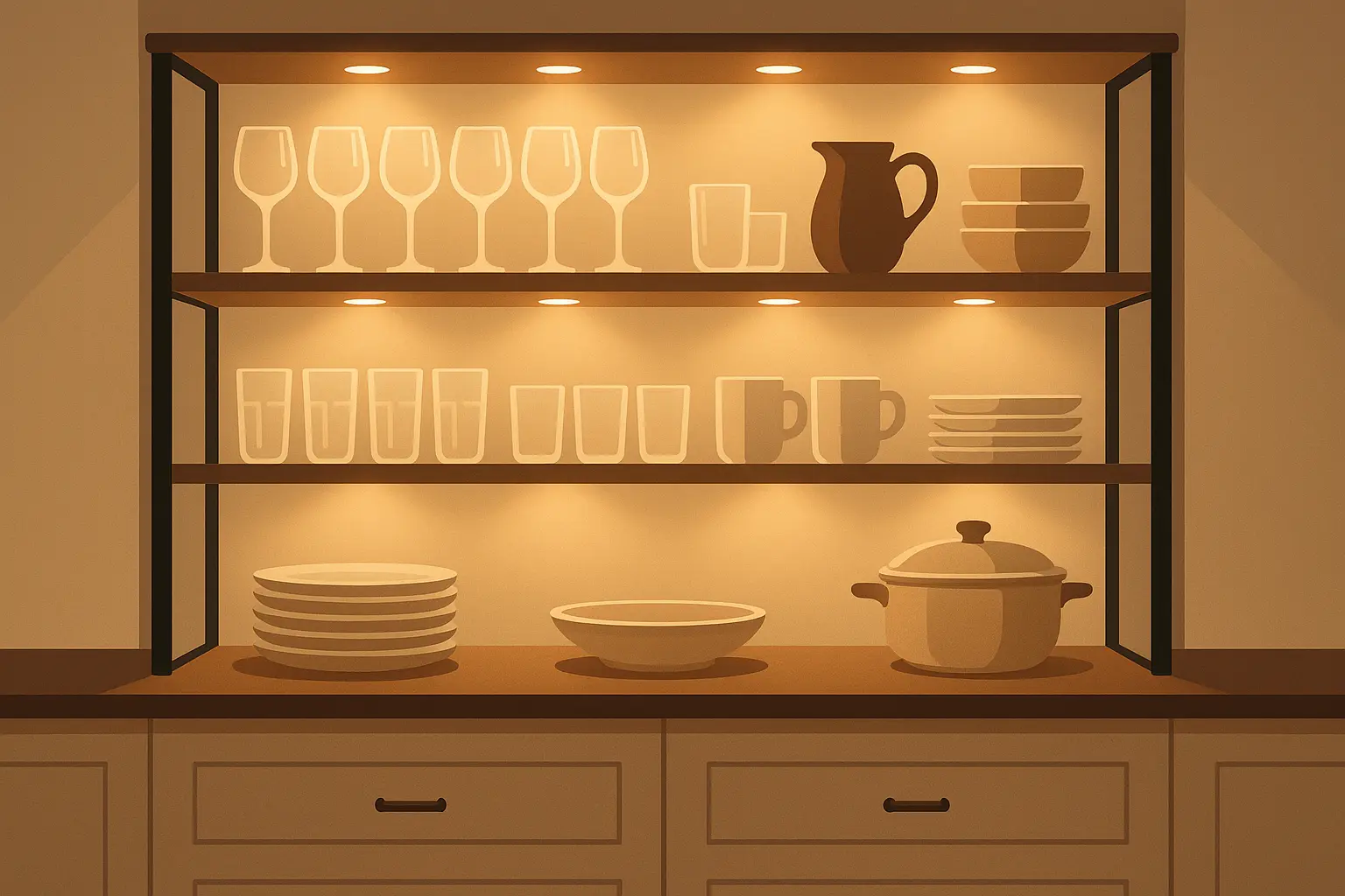 Illuminated display shelving with LED lighting
