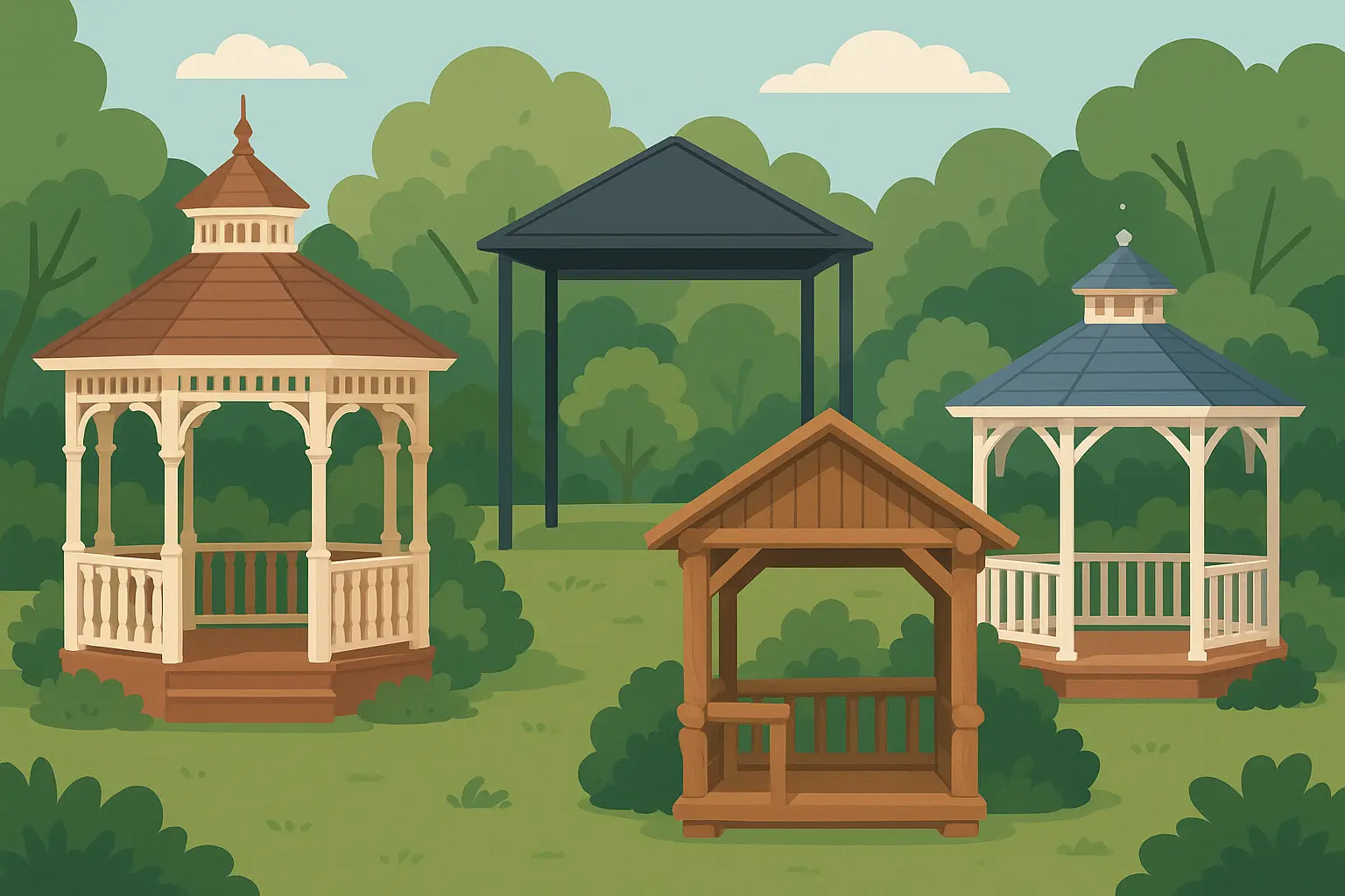 Modern outdoor gazebo in backyard setting