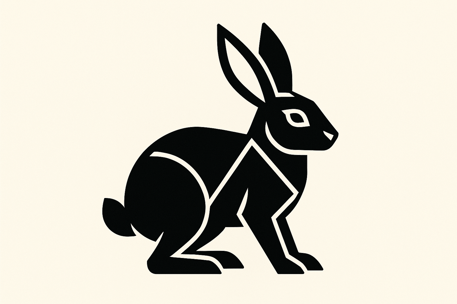 Minimalist and geometric black rabbit tattoo designs