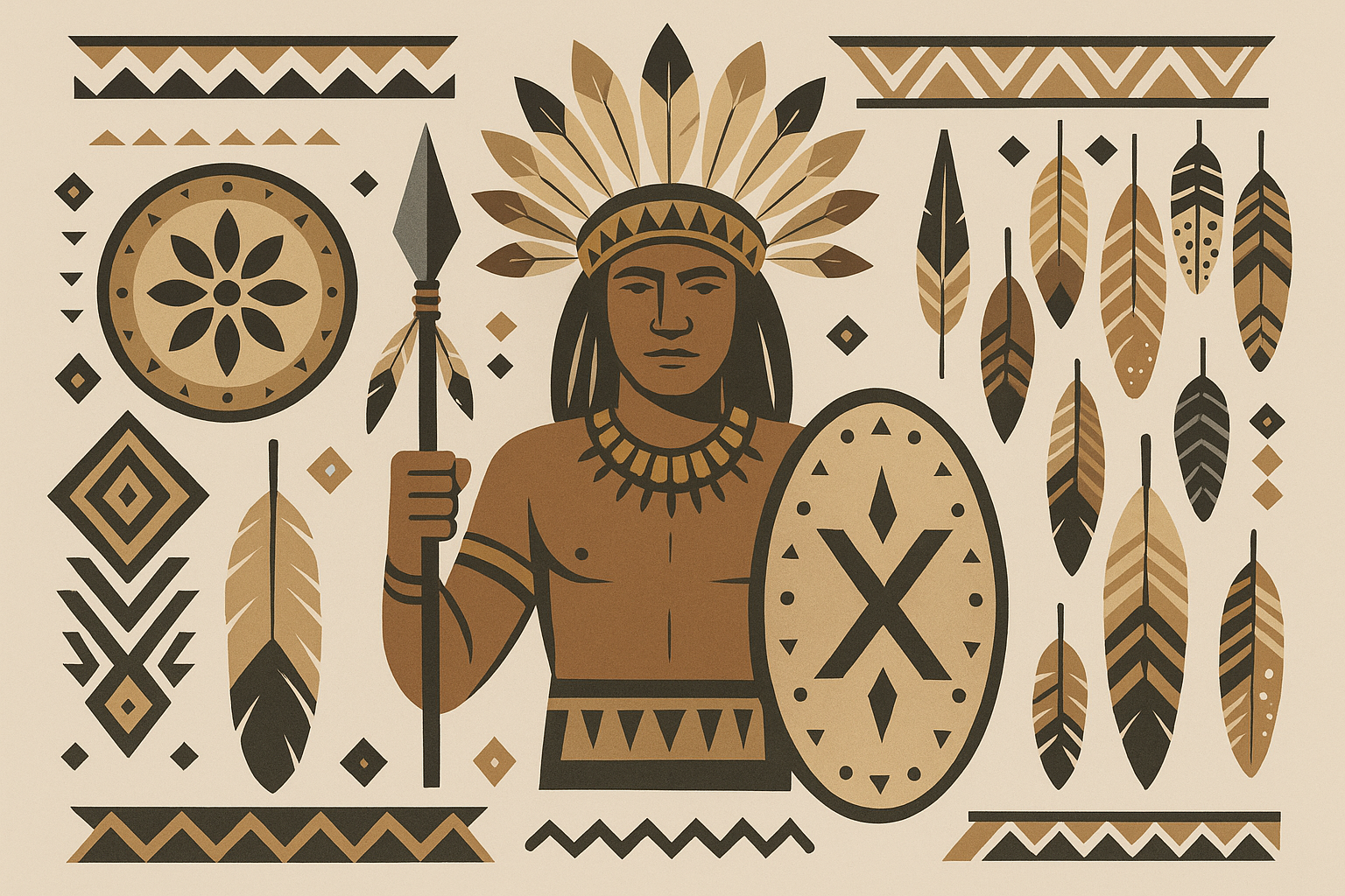 Cultural and tribal warrior tattoo designs with authentic regalia