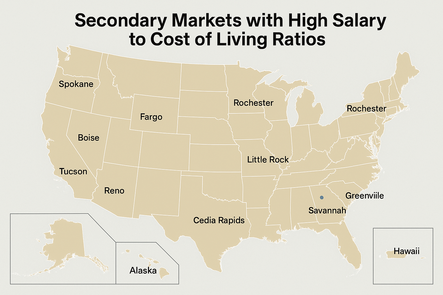 Map showing secondary markets for ophthalmic technicians