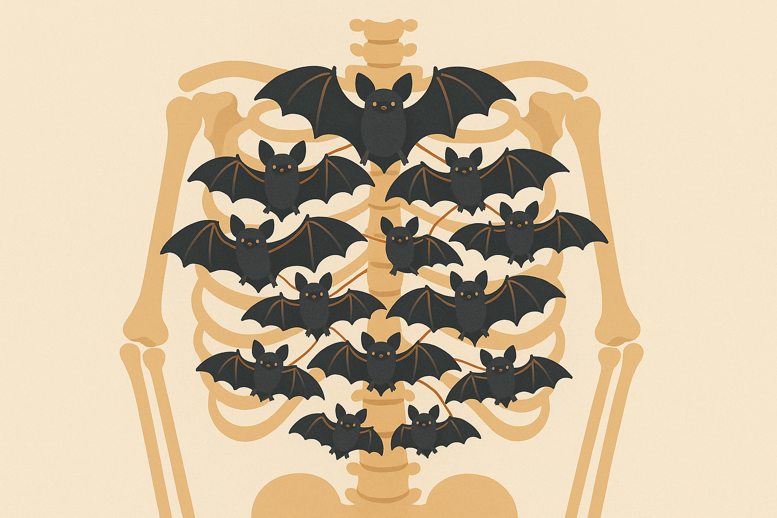 Ribcage bat tattoo colony placement