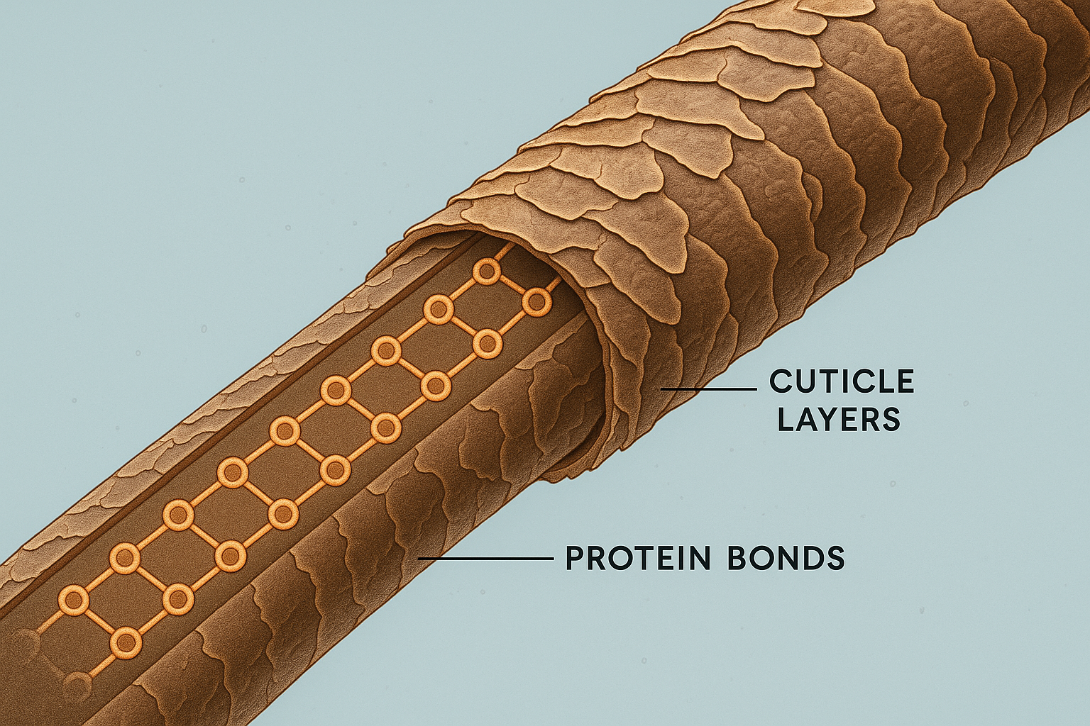 Hair damage repair science diagram