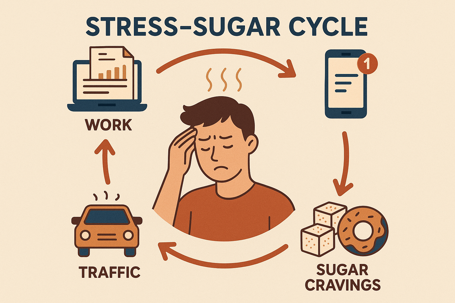 Stress and sugar addiction cycle