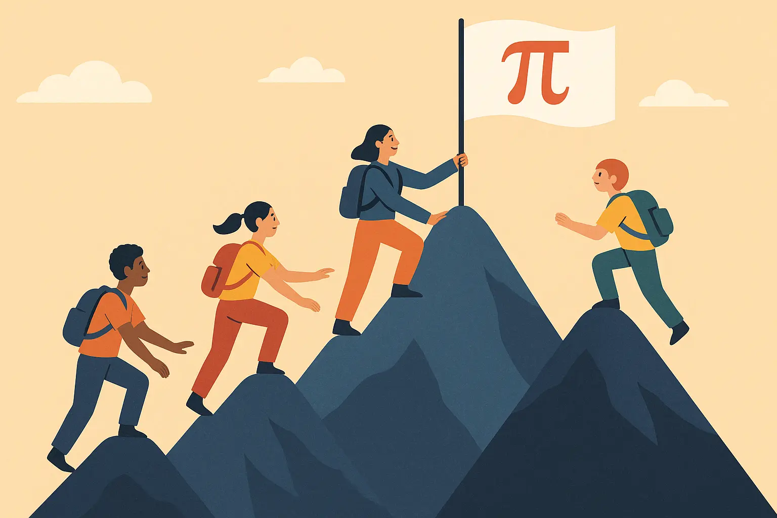 Diverse group of mathematics students collaborating