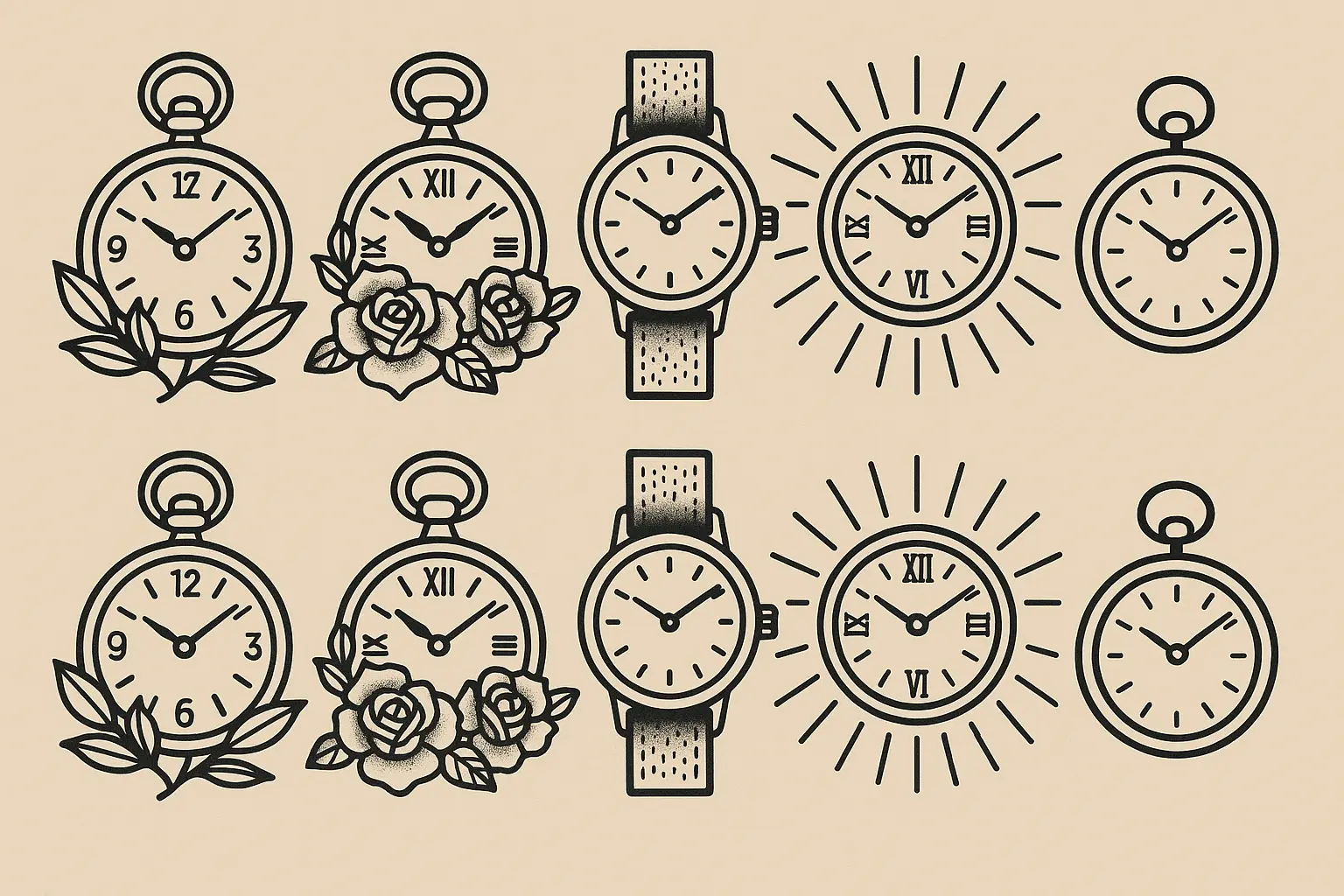 Clock tattoo design factors evaluation chart