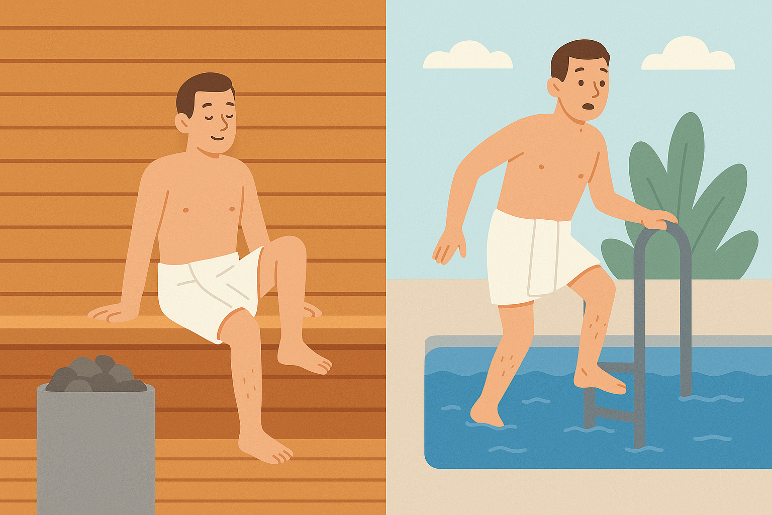 Transition and cooling accessories for sauna sessions