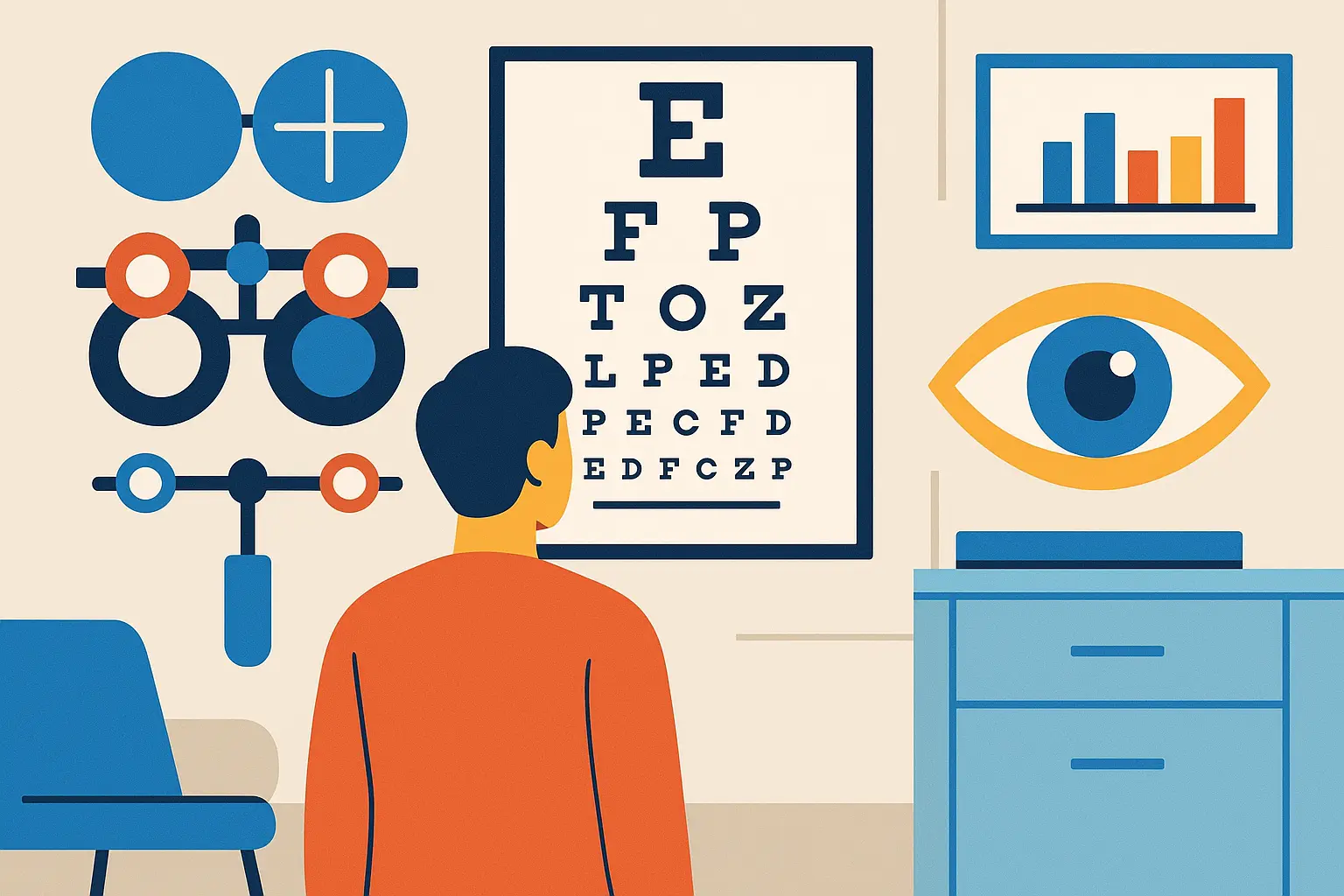 Eye test chart with hidden scientific principles