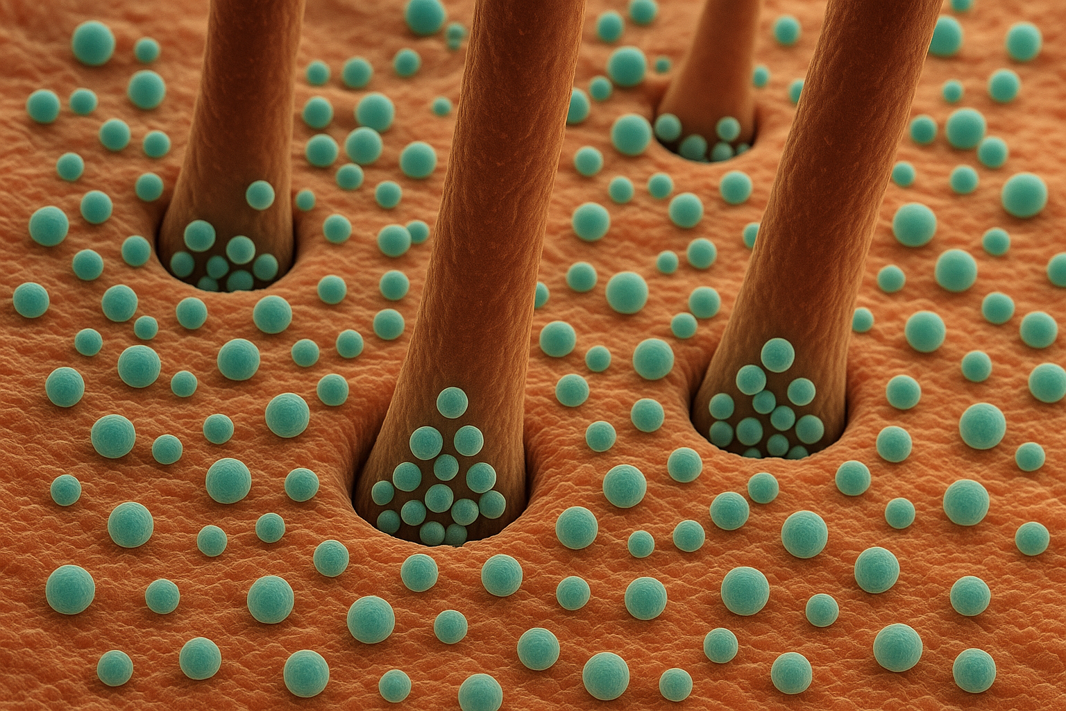Nanotechnology applications in hair care showing microscopic delivery systems