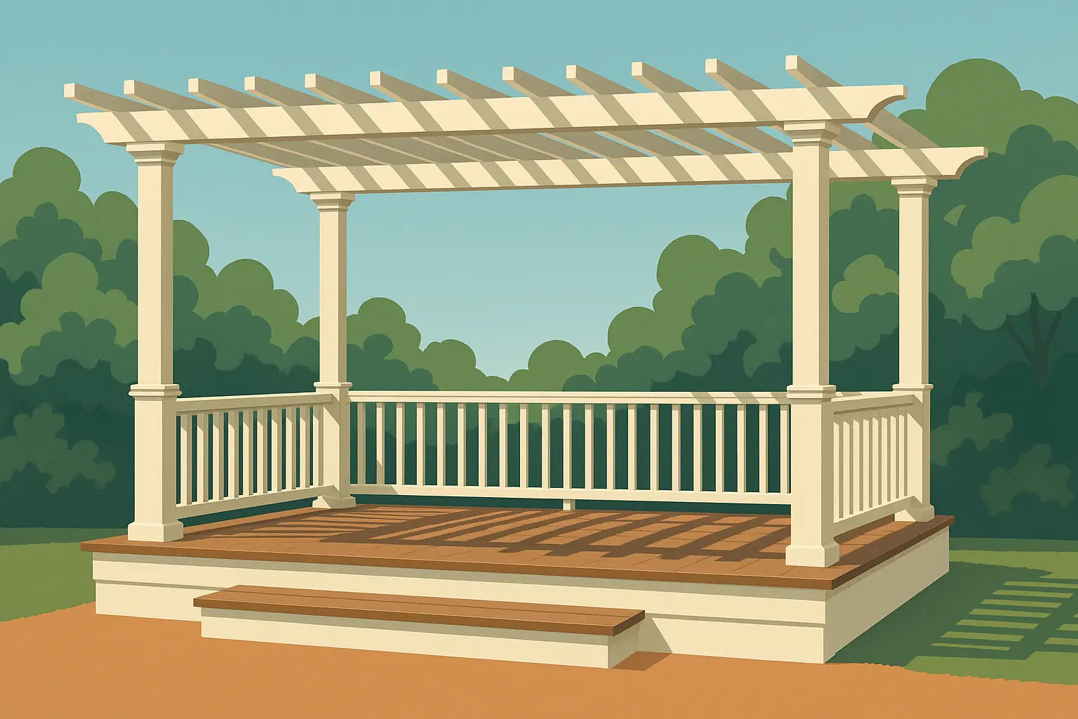 Pergola covered deck design
