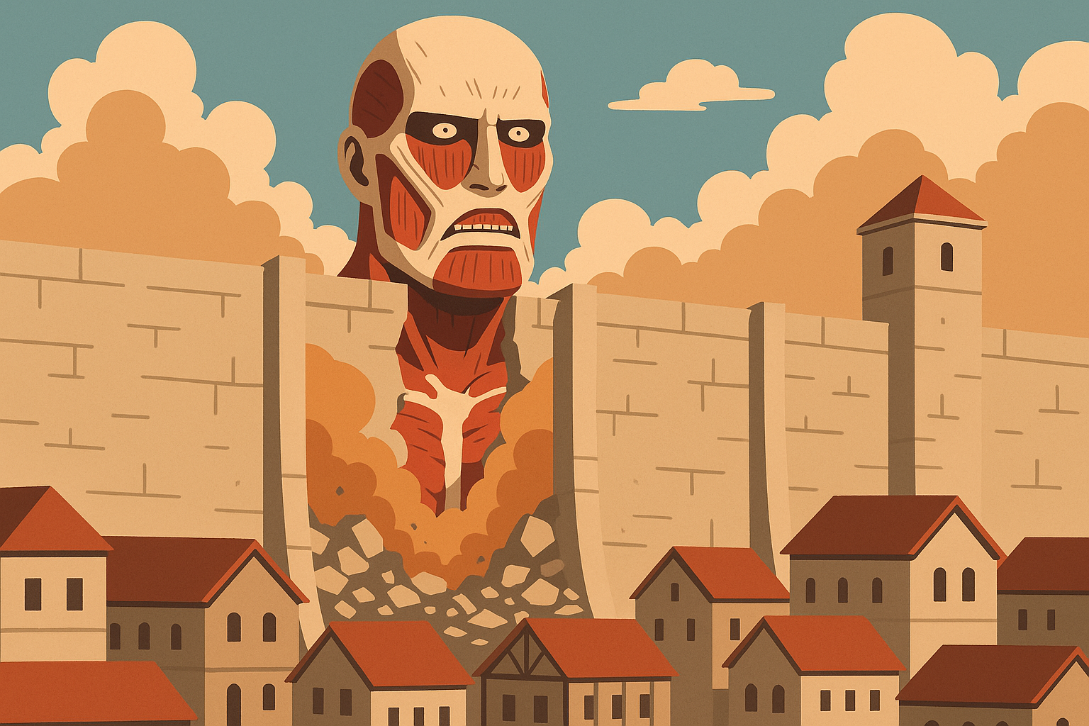 Attack on Titan scene and landscape tattoo designs