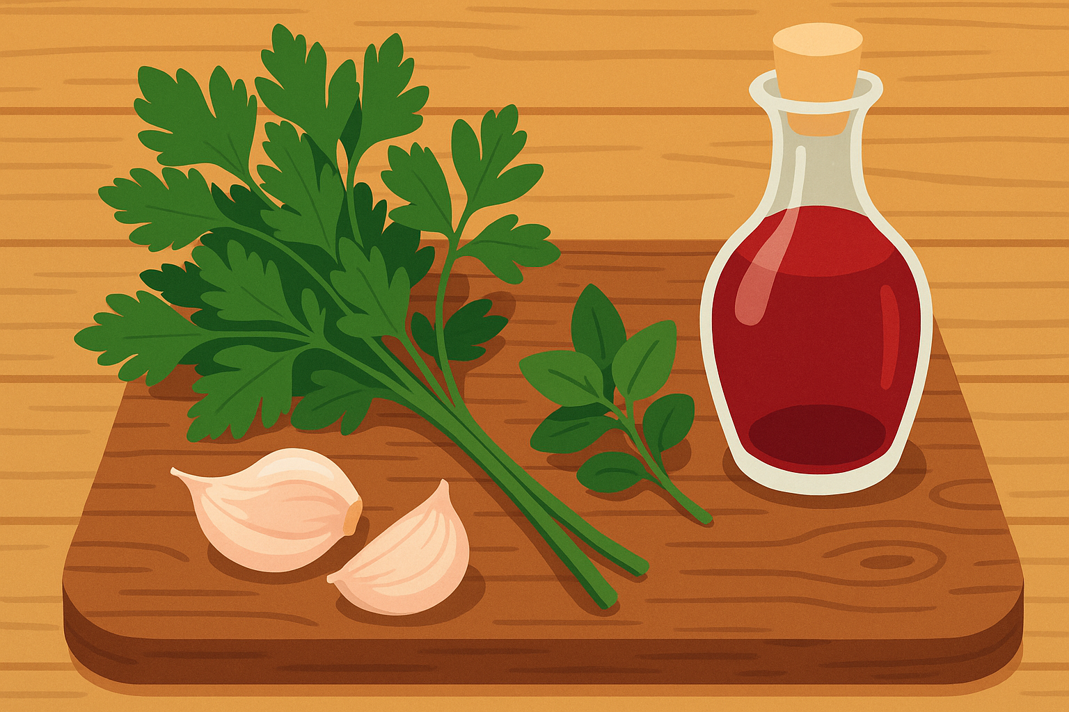 Traditional chimichurri ingredients and preparation