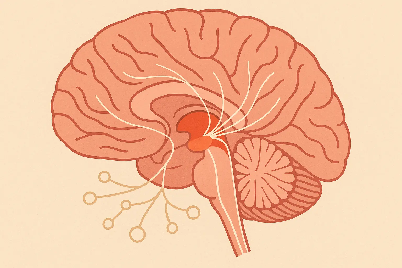 Brain diagram showing hypothalamus and metabolic control