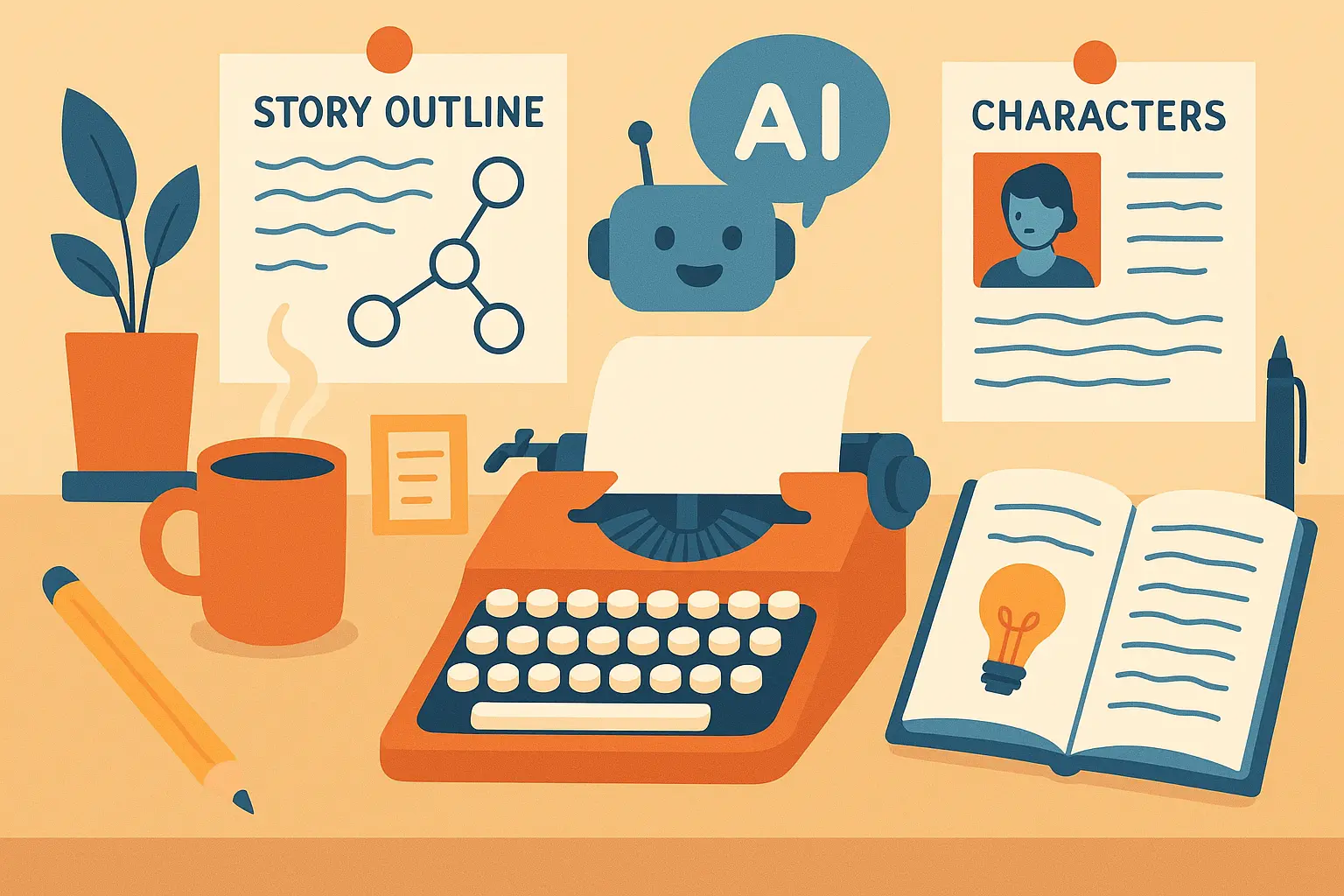 AI-powered writing interface with story generation tools