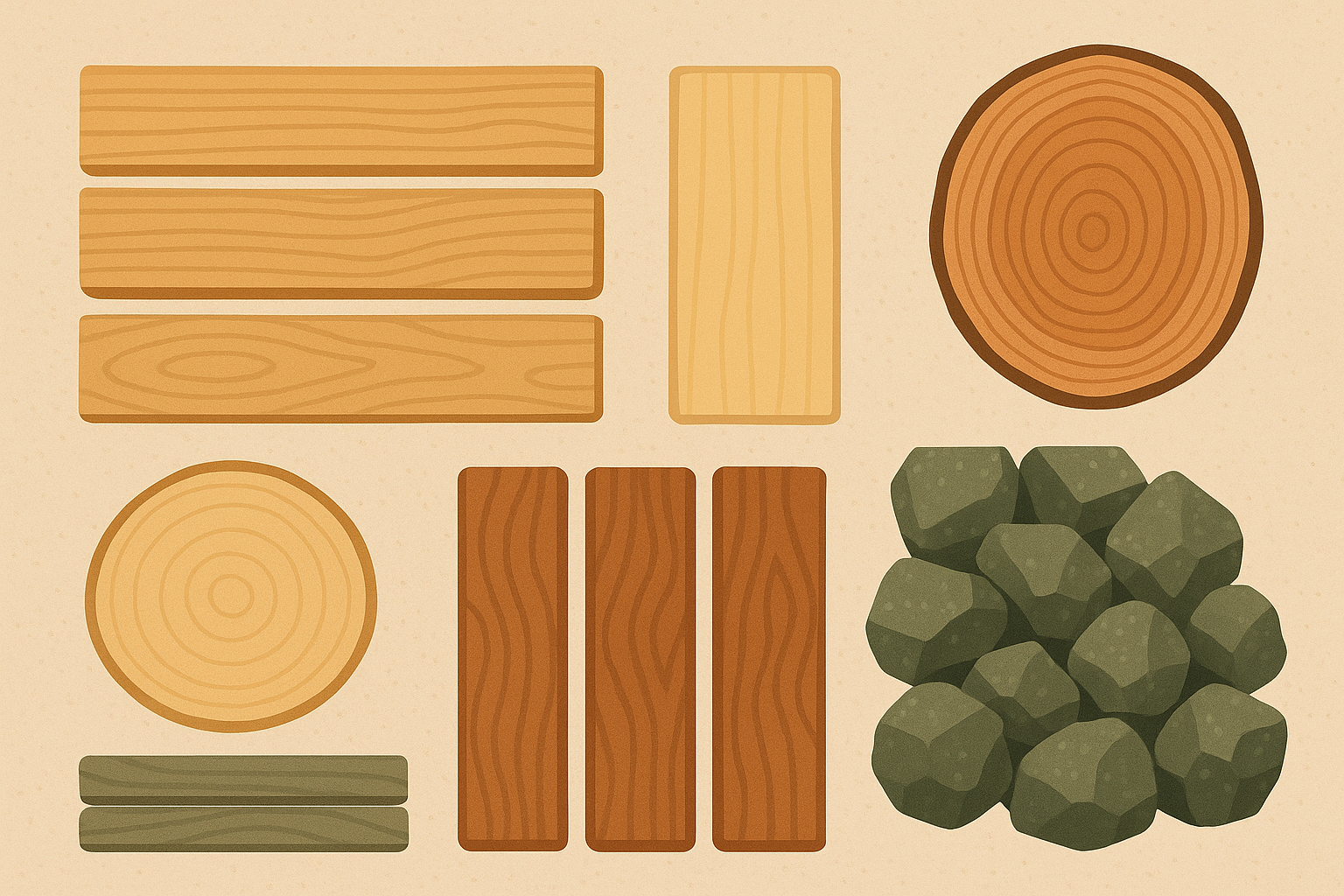 Various therapeutic wood types used in Finnish sauna construction
