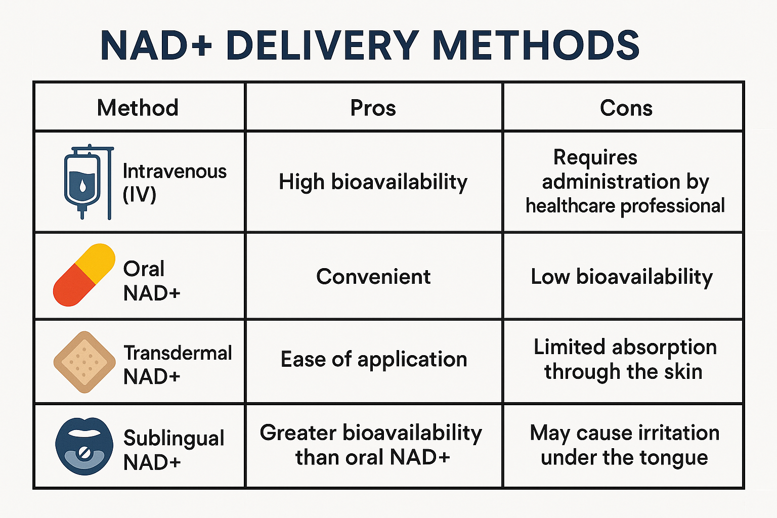 NAD delivery method comparison