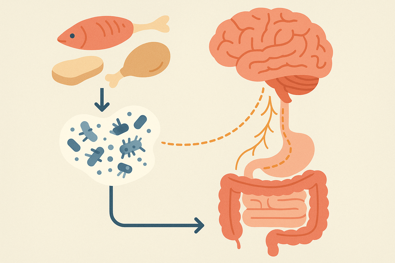 Gut-brain protein connection diagram