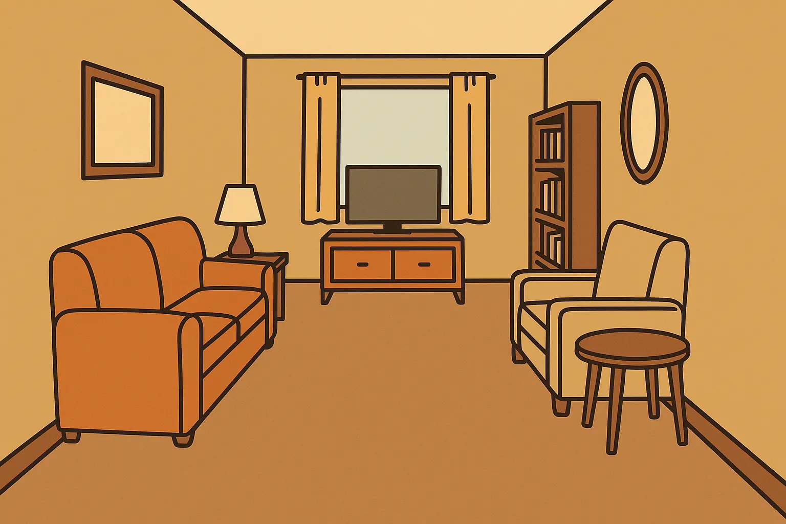 Modern living room with creative furniture arrangement