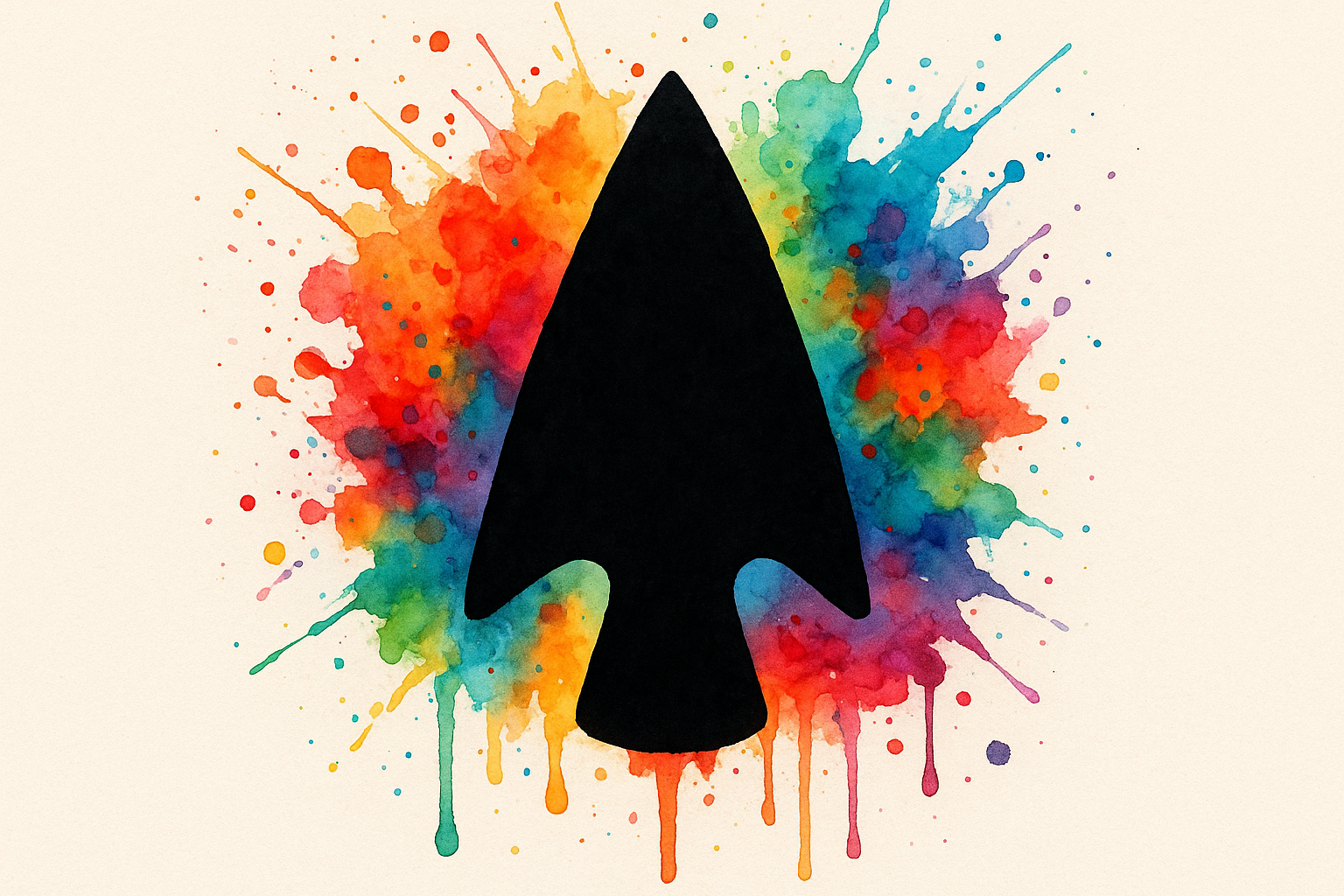 Watercolor splash arrowhead tattoo design