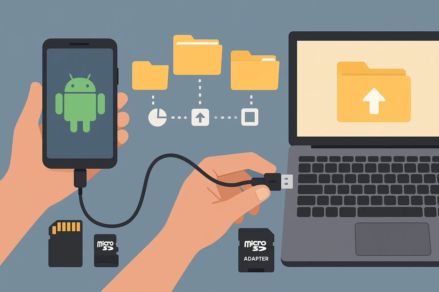 Android phone connected to computer showing file transfer options