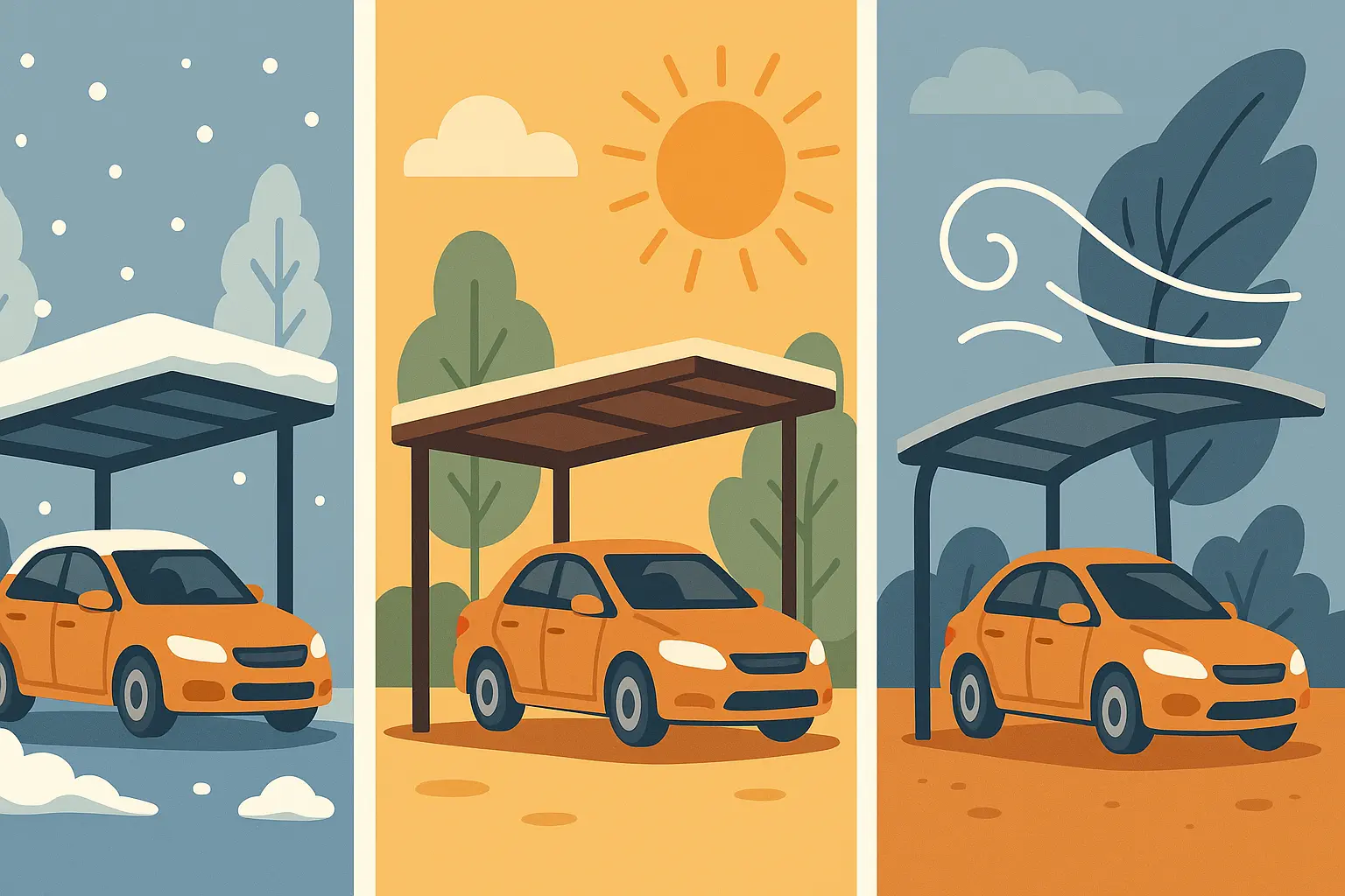 Climate-appropriate carport design with weather protection