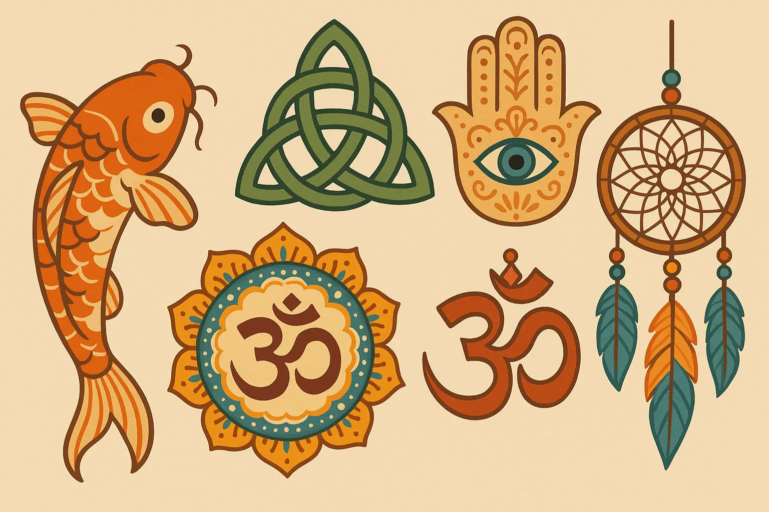 Cultural and spiritual resilience tattoo symbols from various traditions