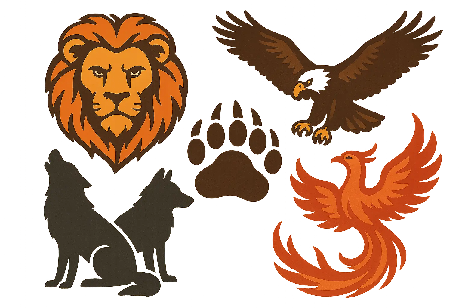 Animal strength tattoo designs featuring lions and eagles
