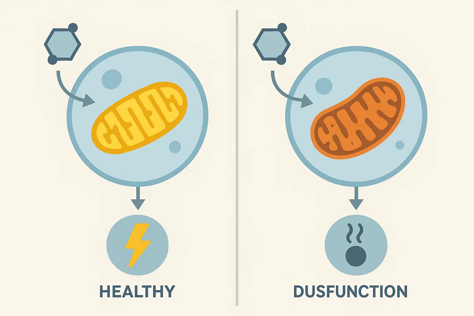 Cellular energy dysfunction and muscle tension connection