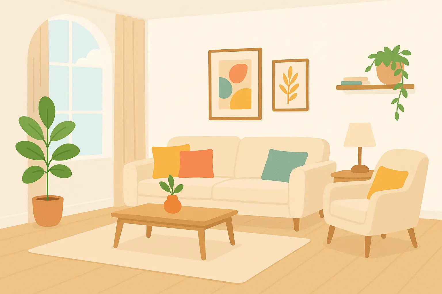 Light color palette in small living room