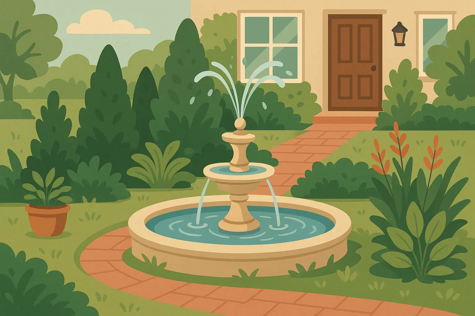 Water feature integration in landscape