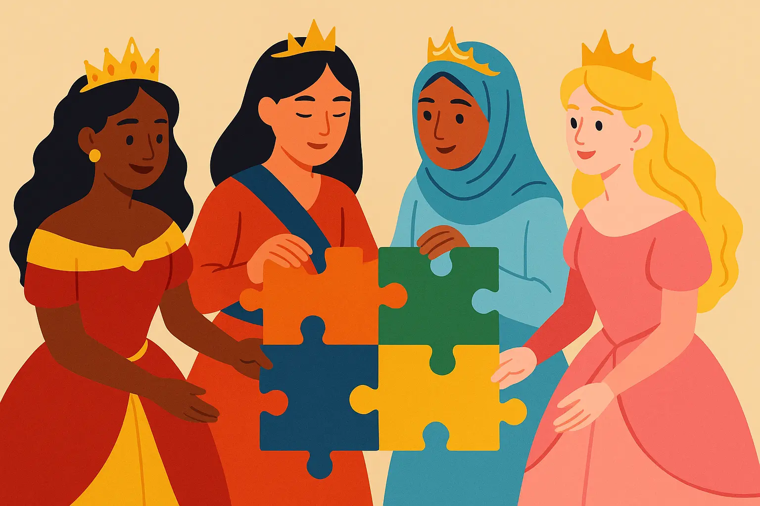 Modern princess character reading a book