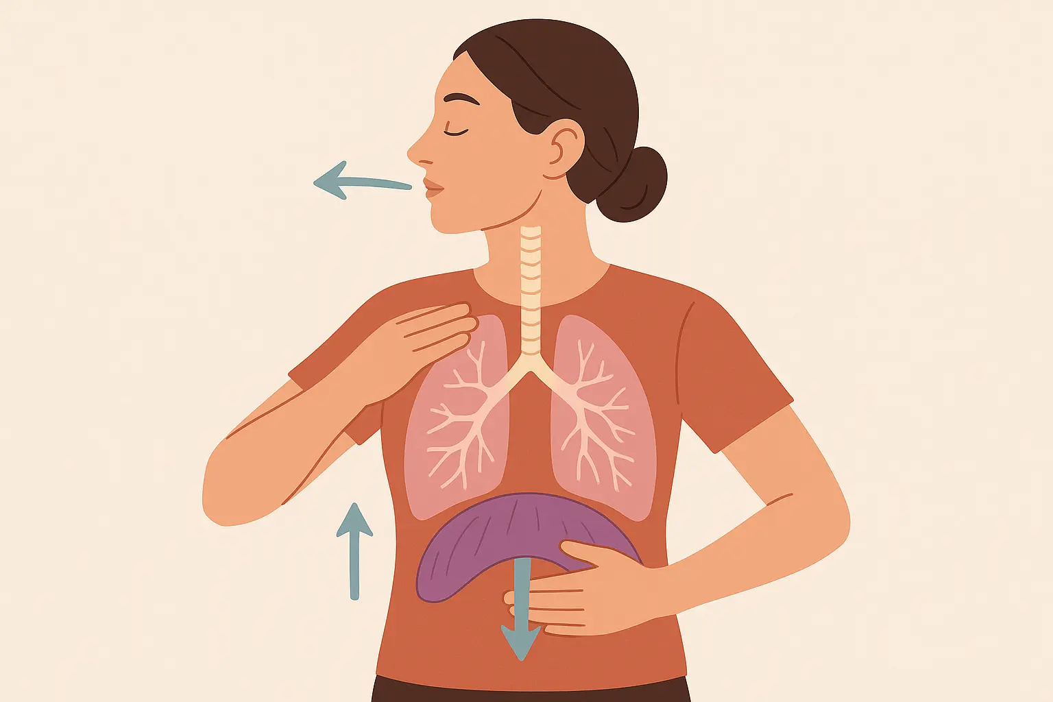 Diaphragmatic breathing technique for neck pain relief