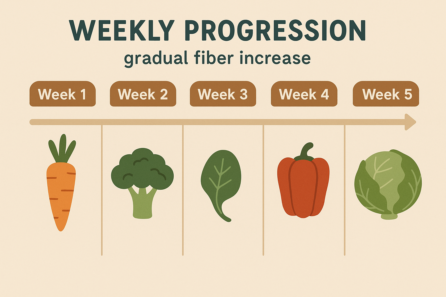 Weekly meal planning chart with high-fiber vegetables