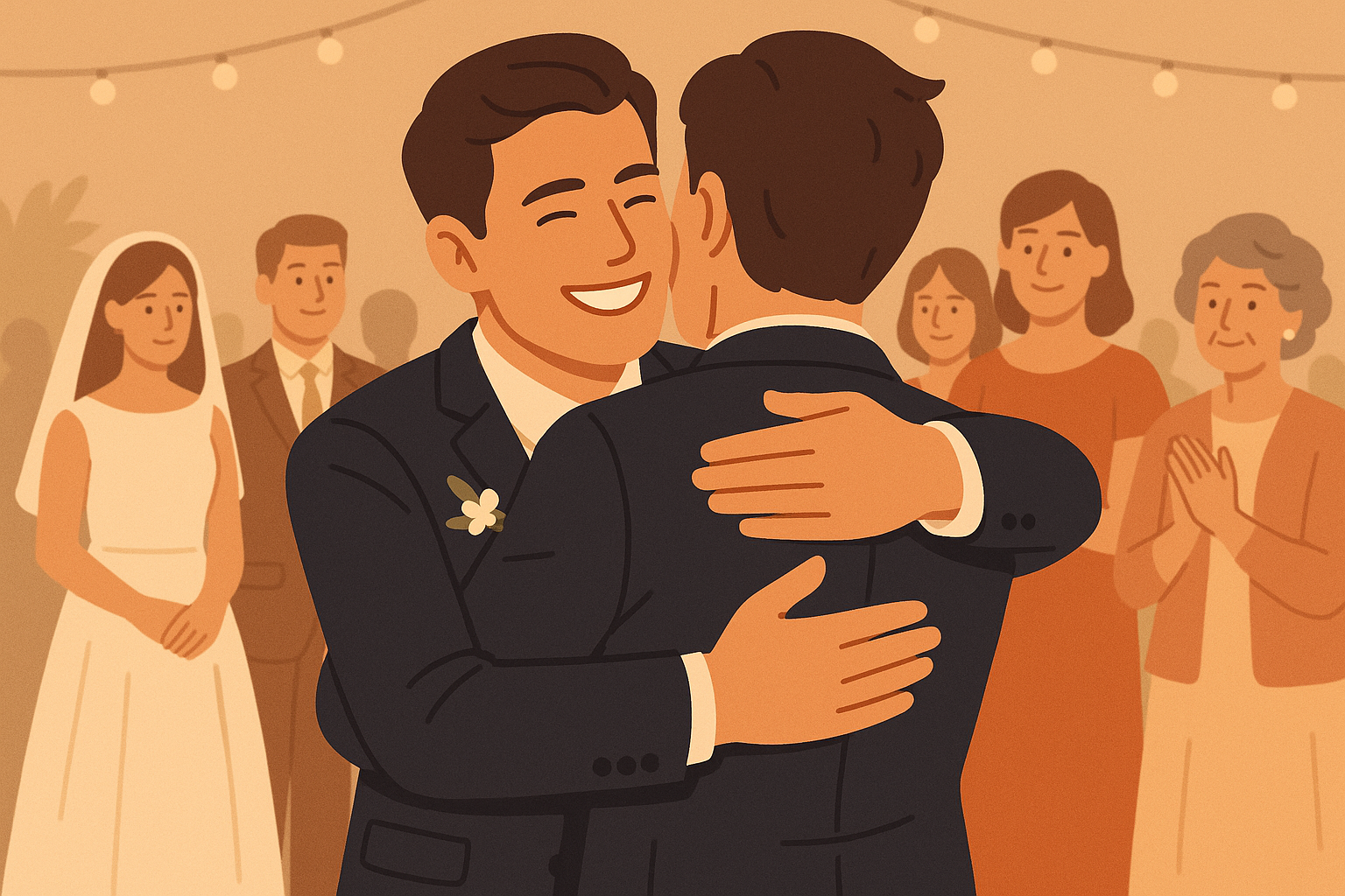 Brother giving best man speech at wedding