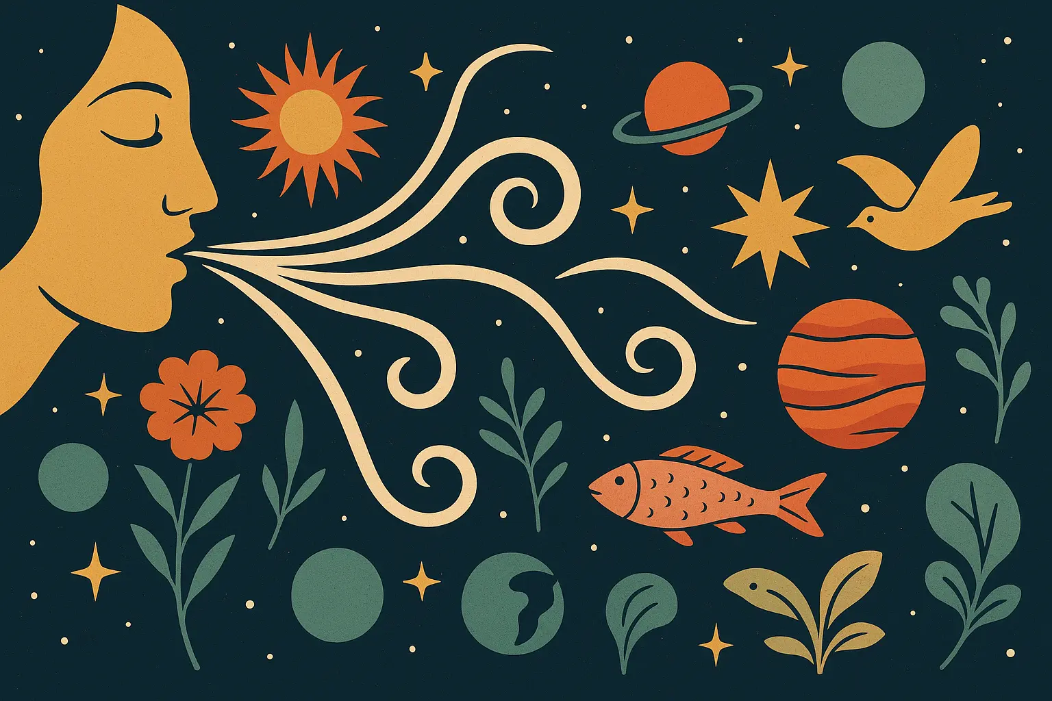 Divine breath and word creation traditions imagery