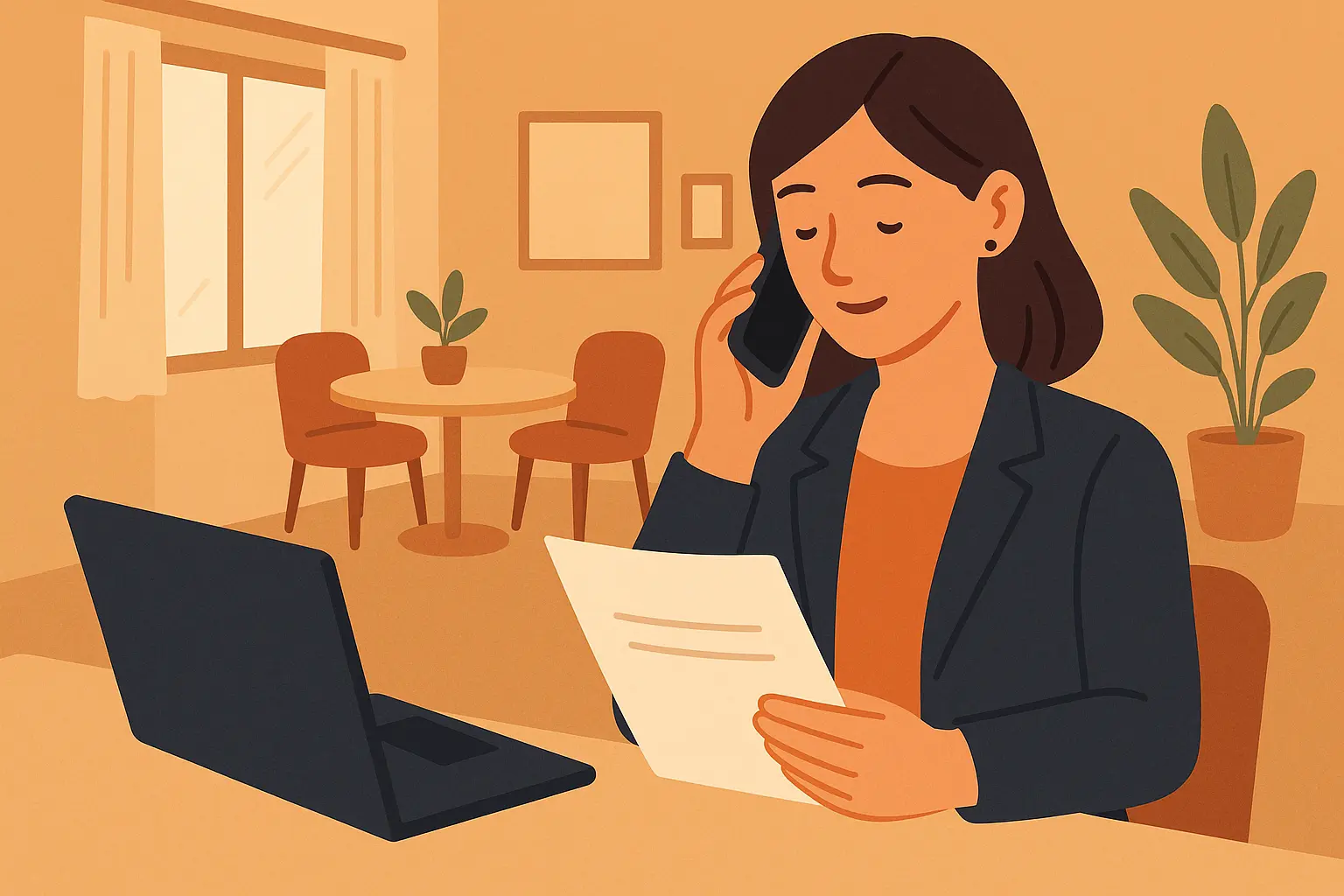 Legal secretary communicating with clients