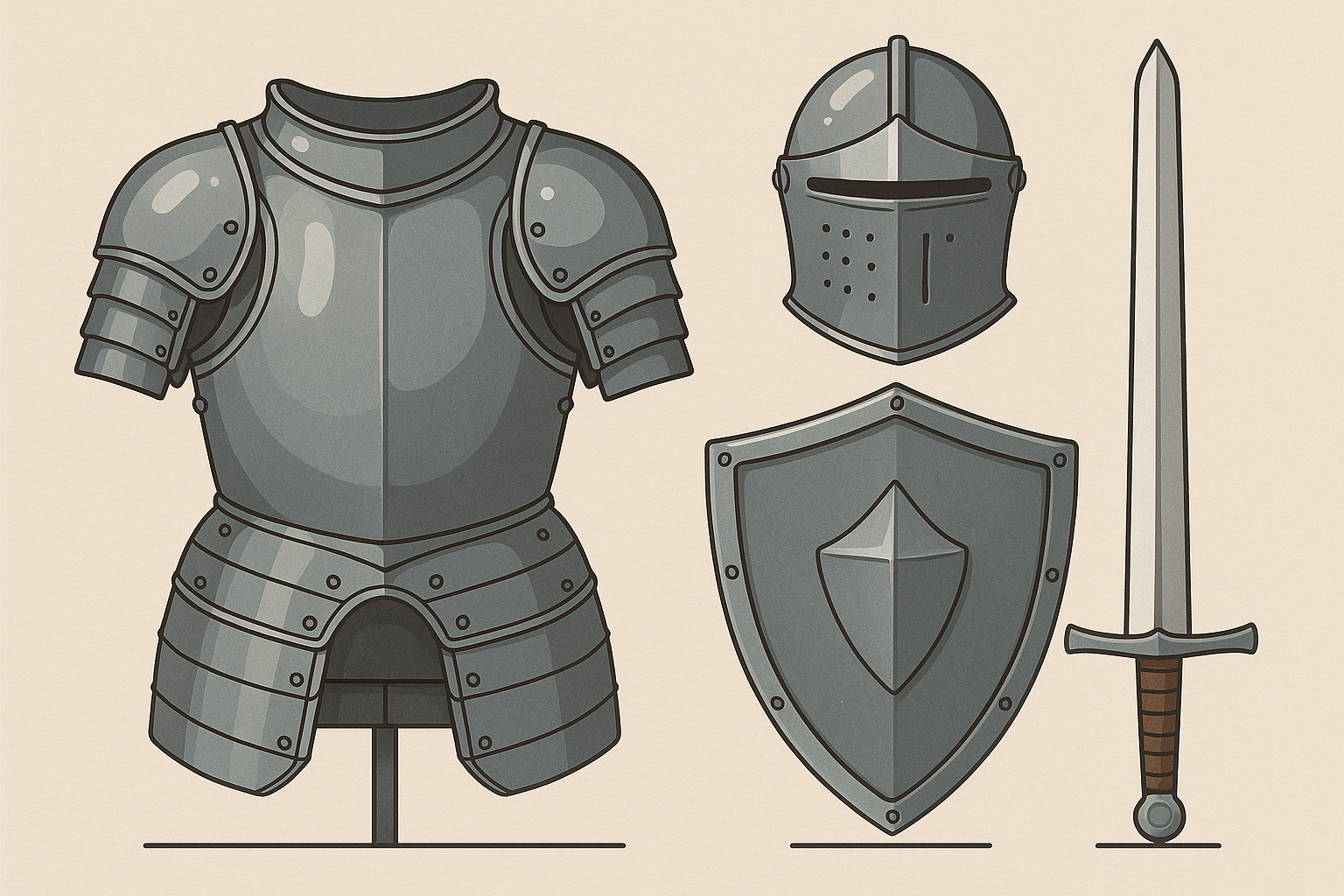 Traditional realistic armor tattoo designs showcase
