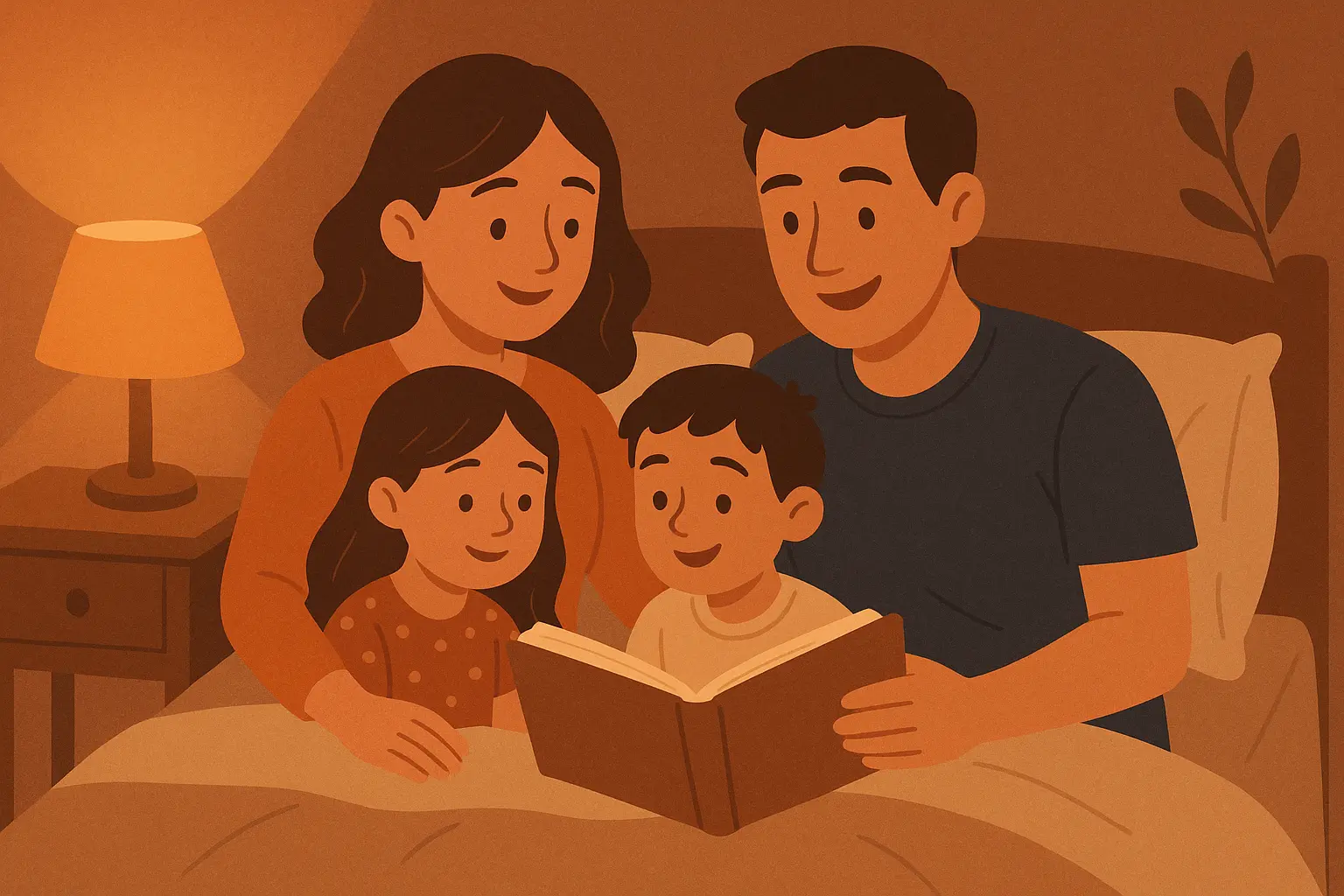 Parent and child sharing peaceful bedtime reading moment