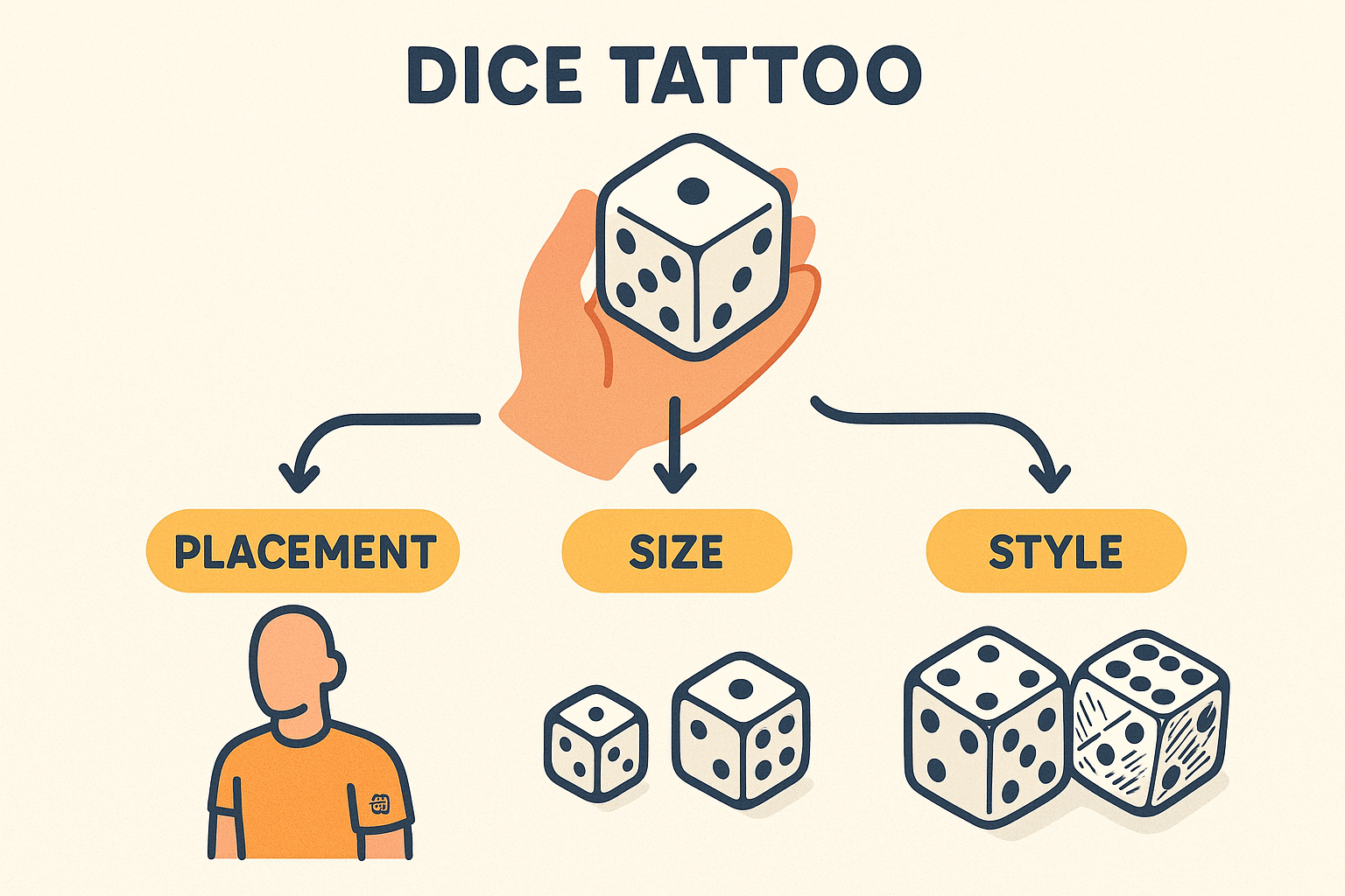 Dice tattoo placement and sizing guide